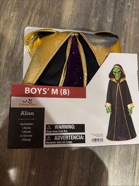 Alien Halloween Costume - Black, Gold & Purple (Size Medium 8)